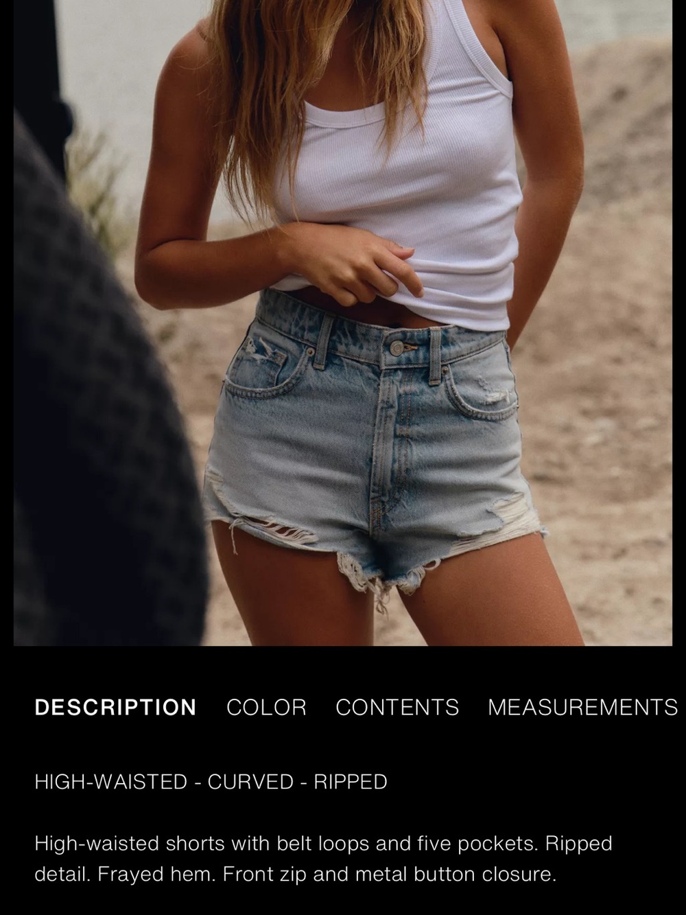 Zara White Distressed Denim Jean Shorts